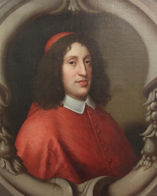 18th century English School Portrait of a Cardinal, 30 x 25in.